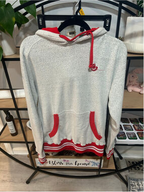 Womans Fan Cloth Hoodie M White Red